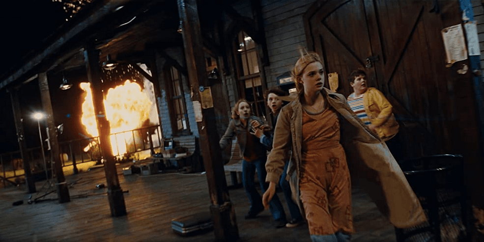 (L<strong>–</strong>R) Ryan Lee, Joel Courtney, Elle Fanning, and Riley Griffiths in "Super 8." (Francois Duhamel/Paramount Pictures)