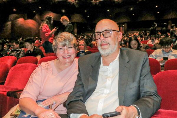 Leanne and Mark Vassallo at the Shen Yun Performing Arts performance at Wortham Center Brown Theater, on March 25, 2022. (Sally Sun/The Epoch Times)