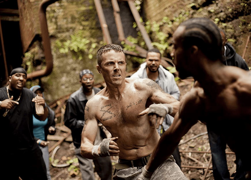 Rodney Baze (Casey Affleck, center) in an illegal bare-knuckle fight in "Out of the Furnace." (Relativity Media)