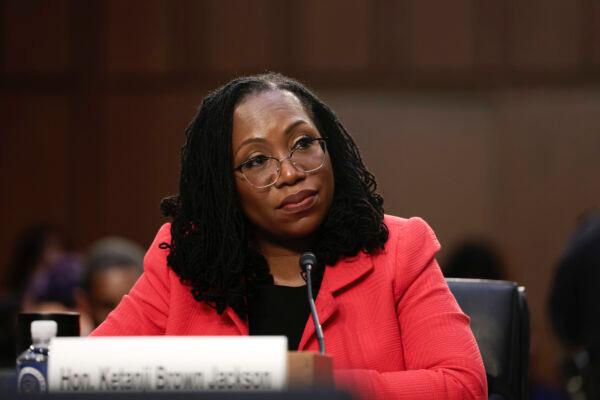 U.S. Supreme Court nominee Judge Ketanji Brown Jackson testifies during confirmation hearings in Washington on March 22, 2022. (Anna Moneymaker/Getty Images)