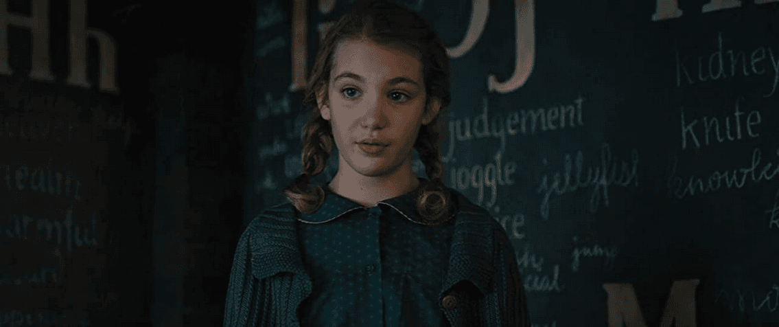 Liesel Meminger (Sophie Nélisse) and her basement alphabet-and-vocabulary magical learning place, in "The Book Thief." (20th Century Fox)