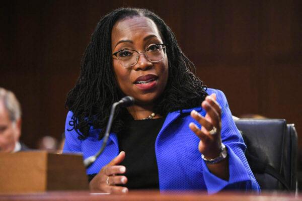 Judge Ketanji Brown Jackson testifies before the Senate Judiciary Committee on her nomination to serve on the Supreme Court on Capitol Hill on March 23, 2022. (Saul Loeb/AFP via Getty Images)