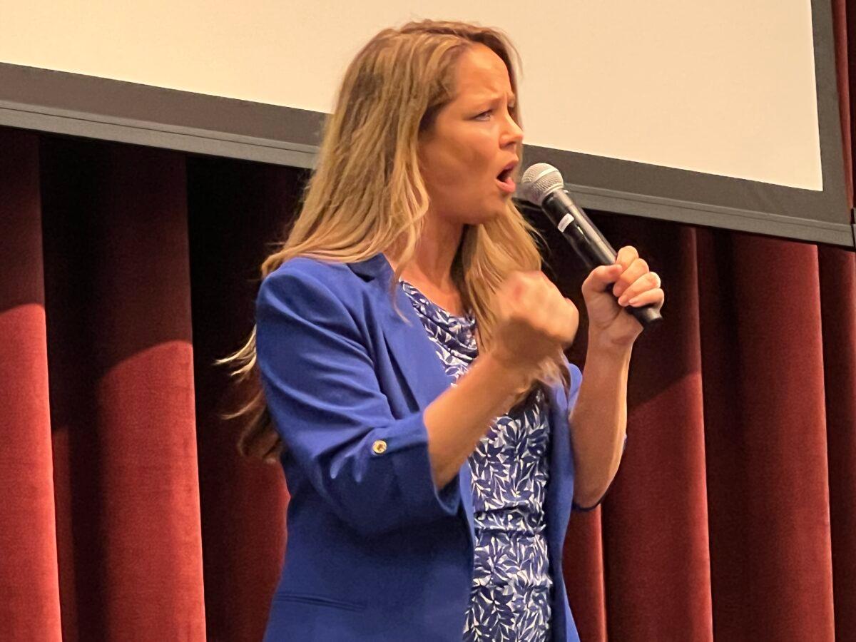 Rachel Hamm, candidate for secretary of state in California, at the Yorba Linda Community Center in Yorba Linda, Calif., on March 24, 2022. (Brad Jones/The Epoch Times)