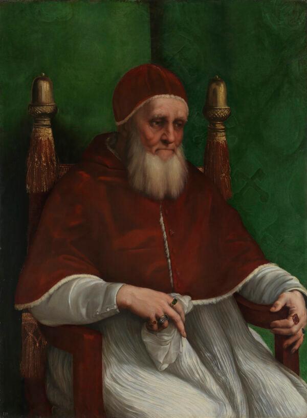 “Portrait of Pope Julius II,” 1511, by Raphael. Oil on poplar; 42 3/4 inches by 31 7/8 inches. The National Gallery, London. (The National Gallery, London)