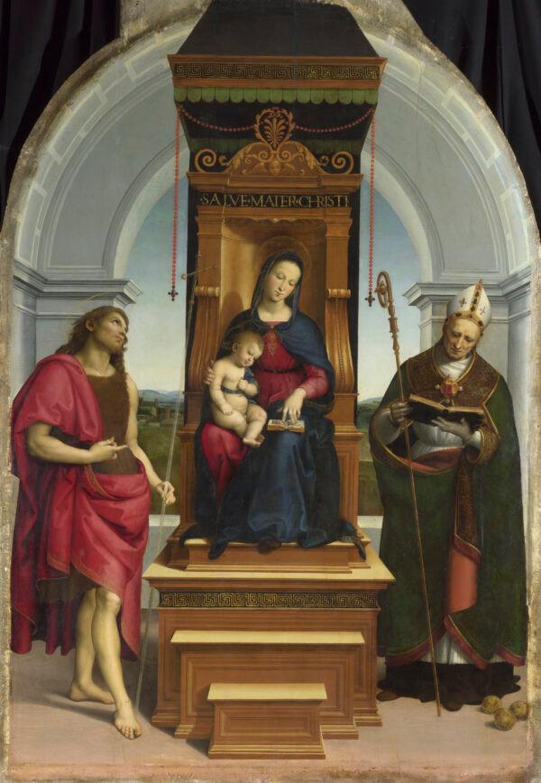 "The Madonna and Child With Saint John the Baptist and Saint Nicholas of Bari ('The Ansidei Madonna')," 1505, by Raphael. Oil on poplar; 85 3/8 inches by 58 1/8 inches. The National Gallery, London. (The National Gallery, London)