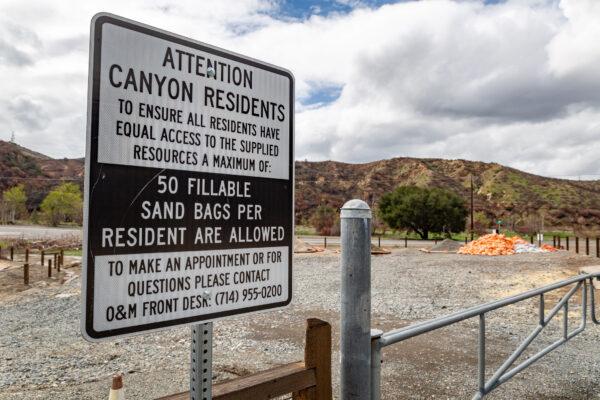 Mandatory evacuations were issued by Orange County officials for the Modjeska Canyon area of Santiago Canyon, Calif., on March 10, 2021. (John Fredricks/The Epoch Times)