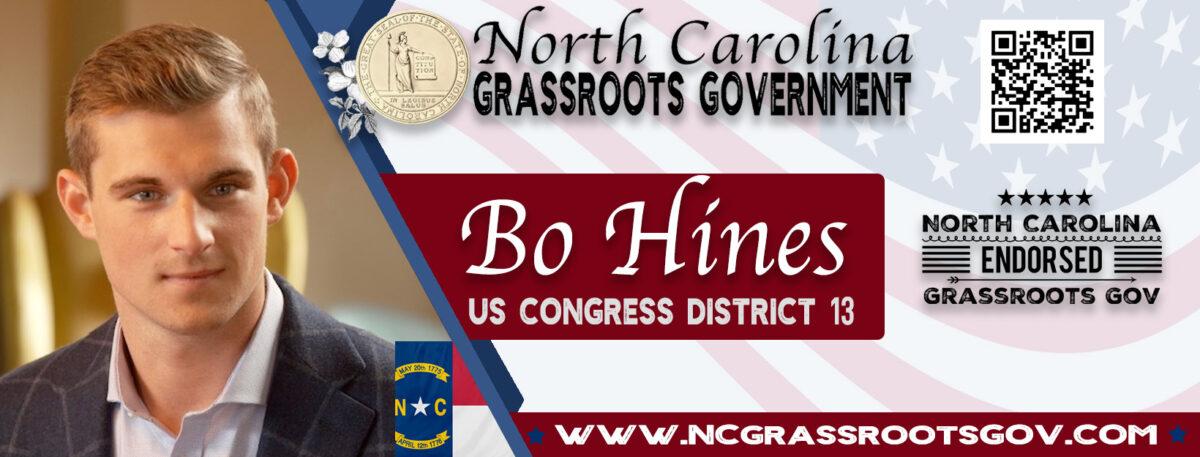 Bo Hines, a Republican running in N.C.'s 13th Congressional District, is among the candidates endorsed by N.C. Grassroots Government. Courtesy of NCGG.