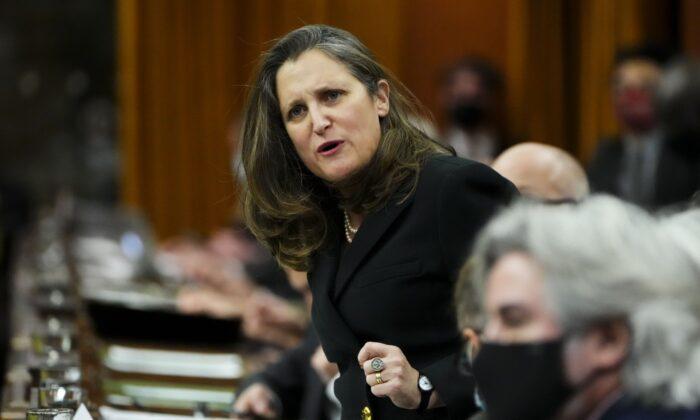 Federal Liberals Set to Deliver Budget on April 7, Freeland Tells House of Commons