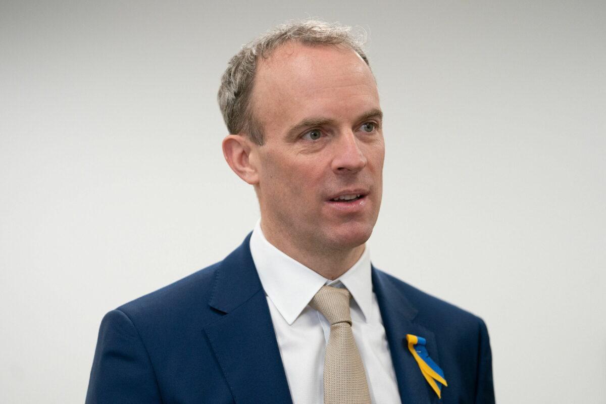 Deputy Prime Minister and Justice Secretary Dominic Raab opens category C prison HMP Five Wells in Wellingborough, North Northamptonshire, England, on March 3, 2022. (Joe Giddens/PA Media)