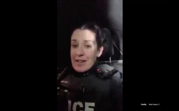 Durham, Ont., region police Constable Erin Howard was seen in a video posted on social media on Jan. 27, 2022. (Screenshot via The Epoch Times)