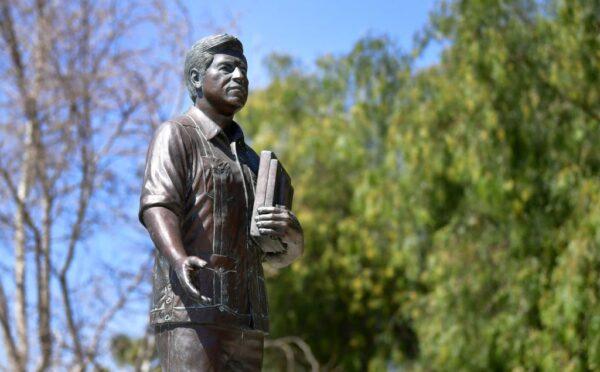 A statue of Cesar Chavez is seen in San Fernando, Calif., on March 30, 2021. (Frederic J. Brown/AFP via Getty Images)