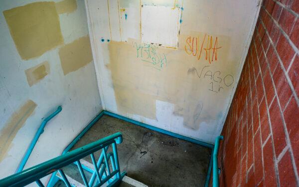 Graffiti in Santa Ana, Calif., on March 25, 2022. (John Fredricks/The Epoch Times)