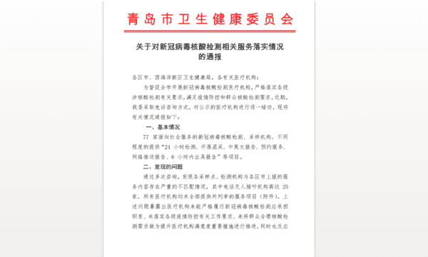 A leaked document of a Health Commission of Qingdao, Shandong province report. (Screenshot via The Epoch Times)