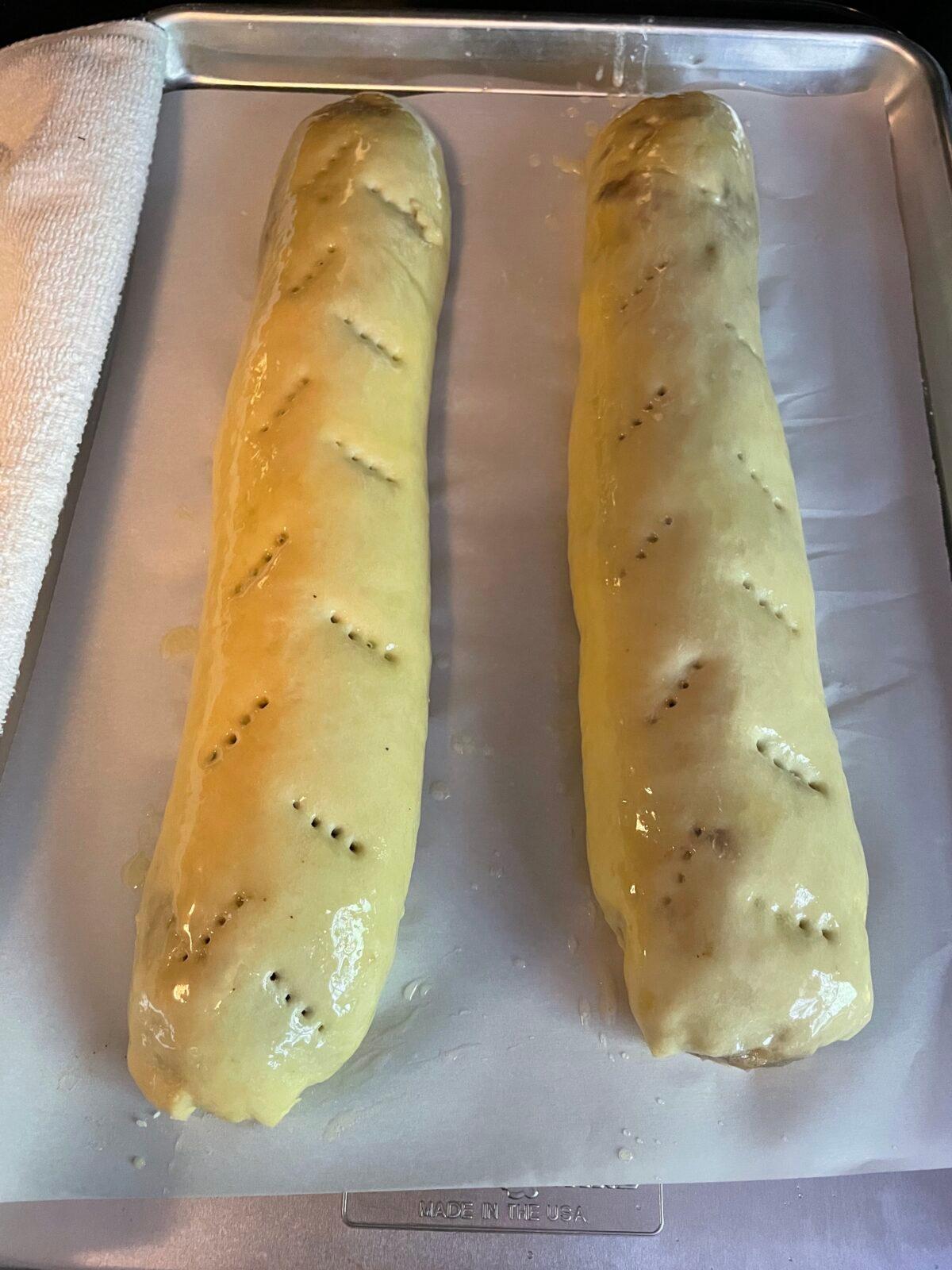 Prick the dough and brush with butter. (Courtesy of Mary Lou Young)
