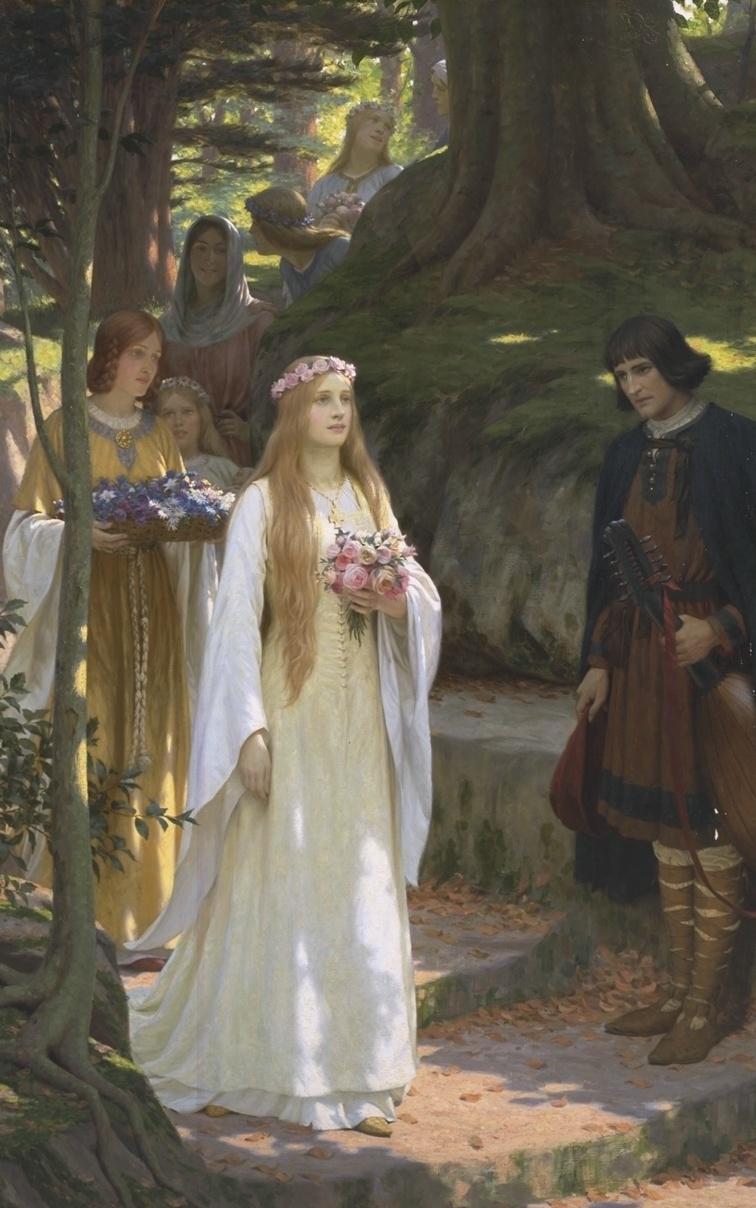 "My Fair Lady," 1914, by Edmund Leighton. (Public Domain)