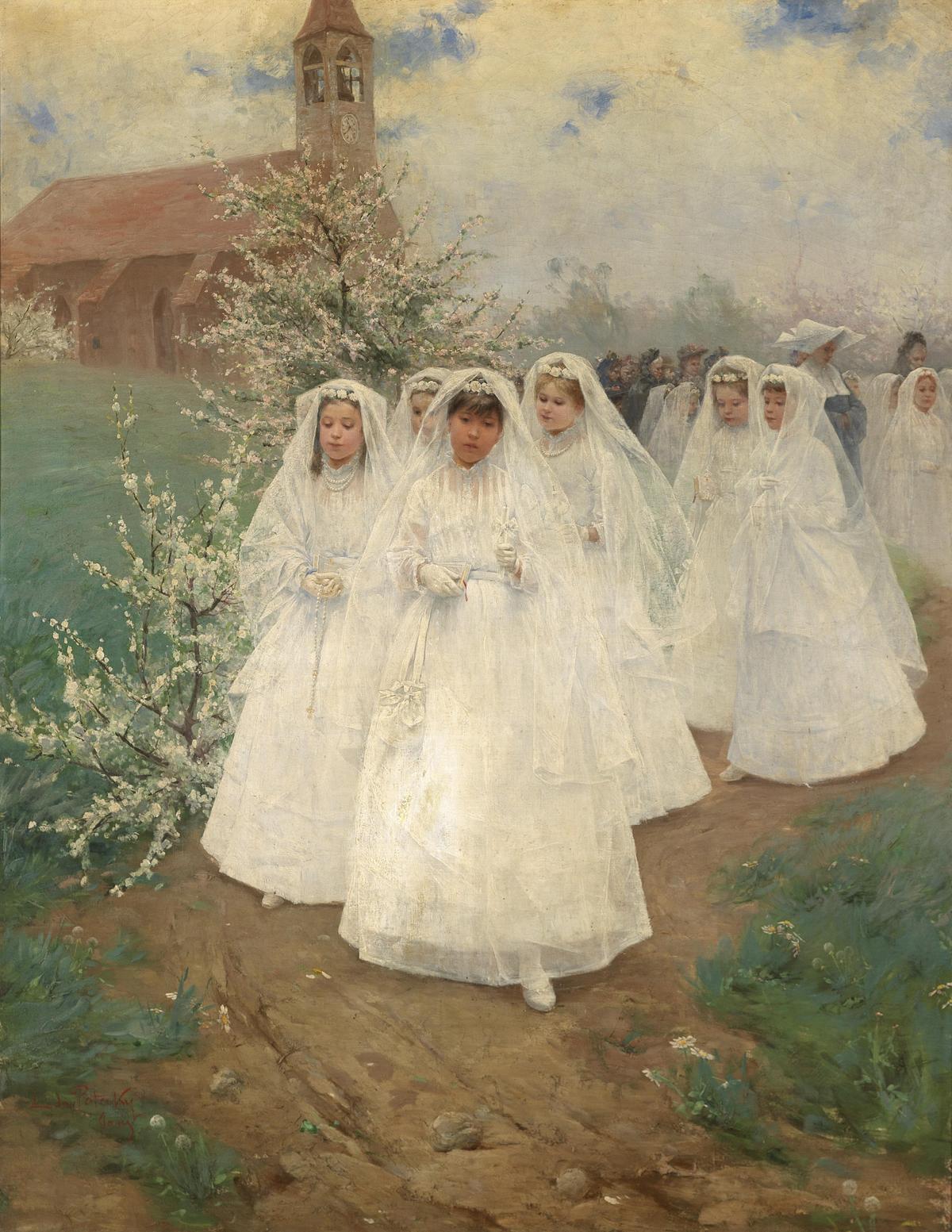 Painting of a "First Communion" by Laszlo Pataky. (Public Domain)