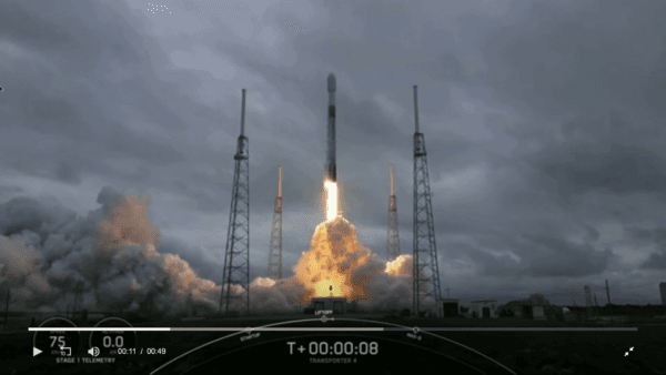 SpaceX's Falcon 9 rocket launching, Cape Canaveral, Fla., on 1 April 2022. (AP/Screenshot via The Epoch Times)