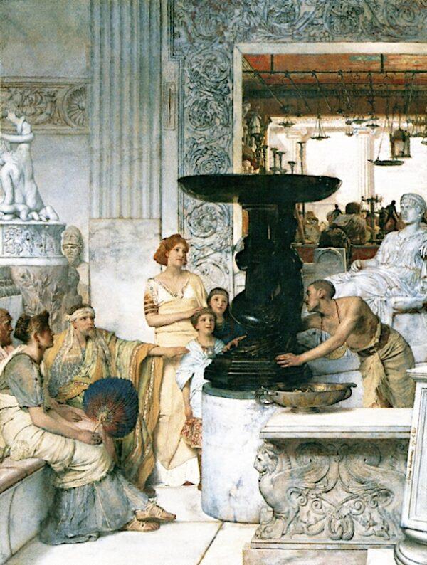 “A Sculpture Gallery,”1874, by Lawrence Alma-Tadema. Oil on canvas; 86.5 inches by 67.5 inches. Hood Museum of Art–Dartmouth College. (Public Domain)