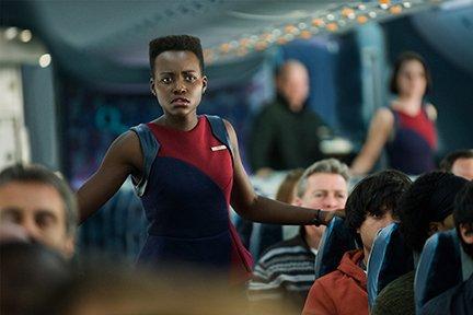 Flight attendant Gwen (Lupita Nyong'o), in "Non-Stop." (Myles Aronowitz/Universal Pictures)