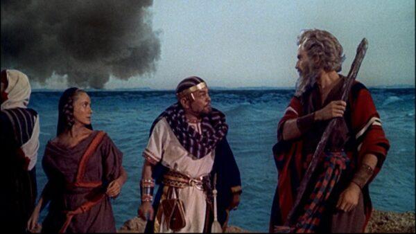 The "blue screen" technique was used for this composite shot in "The Ten Commandments." (Public Domain)