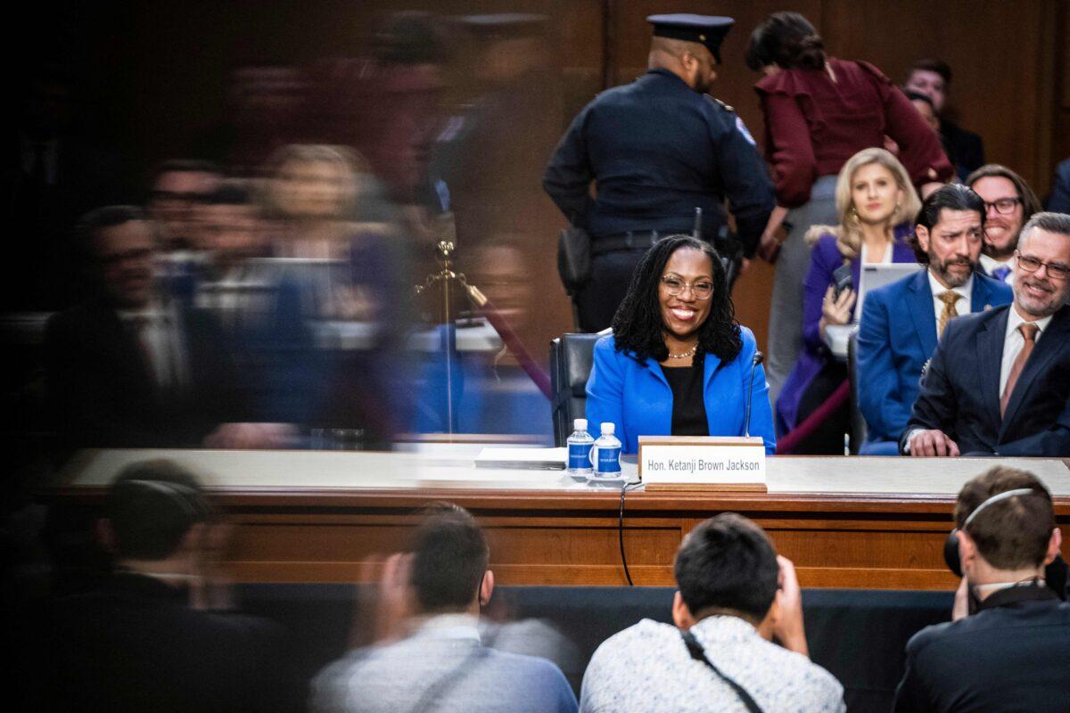 Judge Ketanji Brown Jackson (C) testifies before the Senate Judiciary Committee on her nomination to be an Associate Justice on the U.S. Supreme Court, in the Hart Senate Office Building on Capitol Hill in Washington on March 23, 2022. (Jabin Botsford/Pool/AFP via Getty Images)