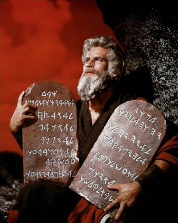 Charlton Heston as Moses in a publicity shot for "The Ten Commandments." (MovieStillsDB)