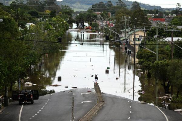 A main street is under floodwater in Lismore, Australia, on March 31, 2022. (Dan Peled/Getty Images)