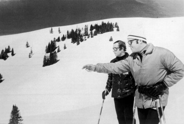 Vail Founders Pete Seibert (L) and Earl Eaton explore the Back Bowls in the early years of the resort. (Vail Resorts)