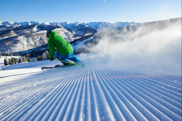 Skiing the fresh "corduroy" snow surface made by Vail's grooming and mountain operations team. (Vail Resorts)