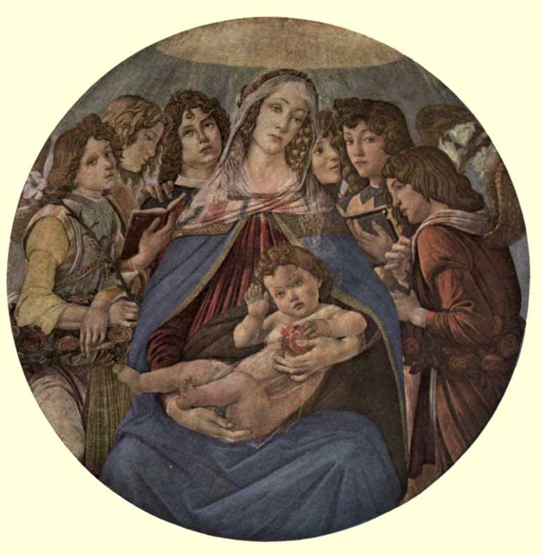 Sandro Botticelli: The Madonna of the Pomegranate. (Florence: Uffizi, 1289. Panel)
