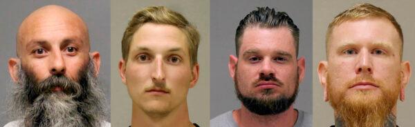 (L–R) Barry Croft, Daniel Harris, Adam Fox, and Brandon Caserta in booking photos. (Kent County Sheriff and Delaware Department of Justice via AP)