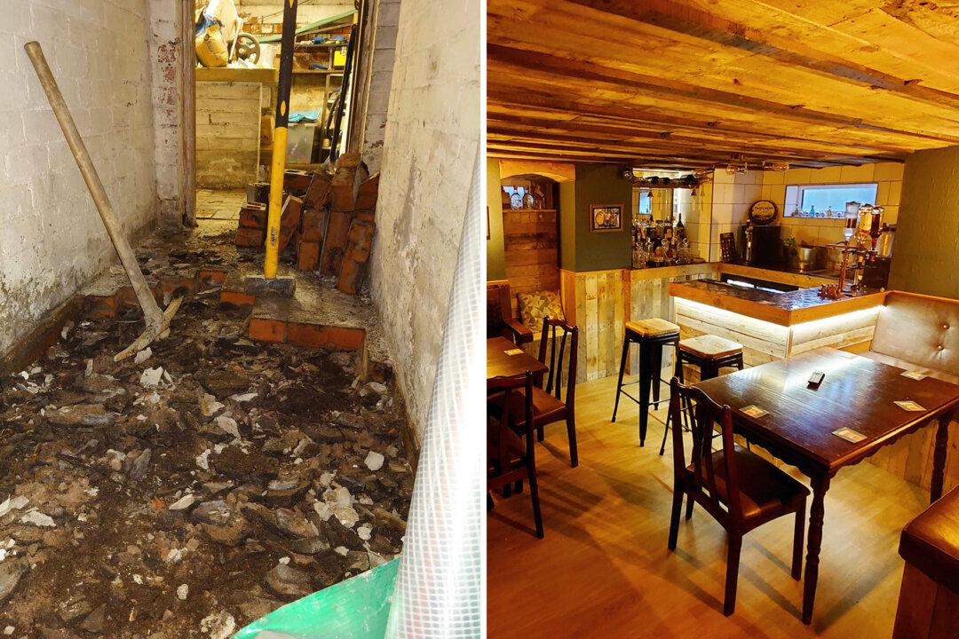 Dad of 3 Transforms Damp, Unused Basement Into a Rustic Underground Bar for $3,270
