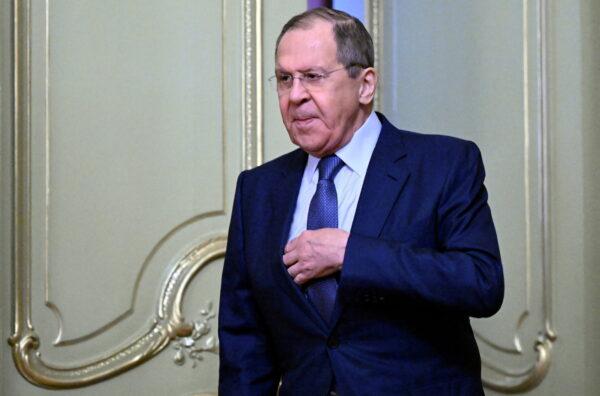 FILE PHOTO: Russian Foreign Minister Sergei Lavrov attends a news conference following talks with President of the International Committee of the Red Cross (ICRC) Peter Maurer in Moscow, Russia, on March 24, 2022. Kirill Kudryavtsev/Pool via REUTERS