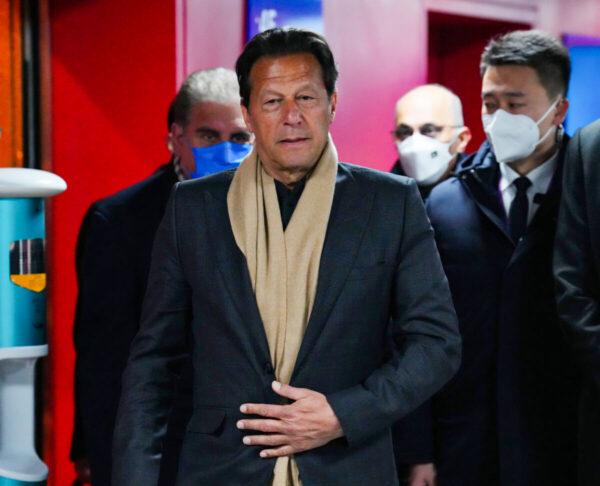Imran Khan, Prime Minister of Pakistan, arrives during the Opening Ceremony of the Beijing 2022 Winter Olympics at the Beijing National Stadium in Beijing on Feb. 4, 2022. (Carl Court/Getty Images)