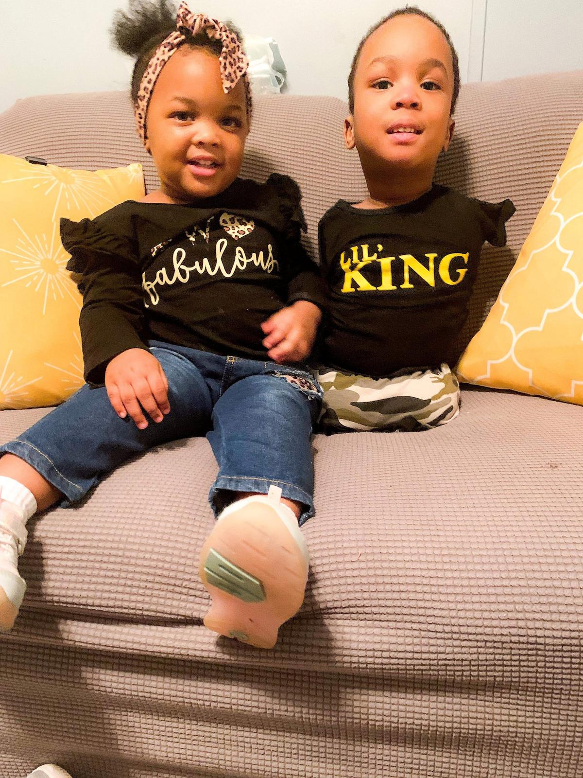 Rondell Wilson Jr. (RJ), now 3, from Florence, South Carolina, next to his younger sister, Jaslynn Wilson. (SWNS)