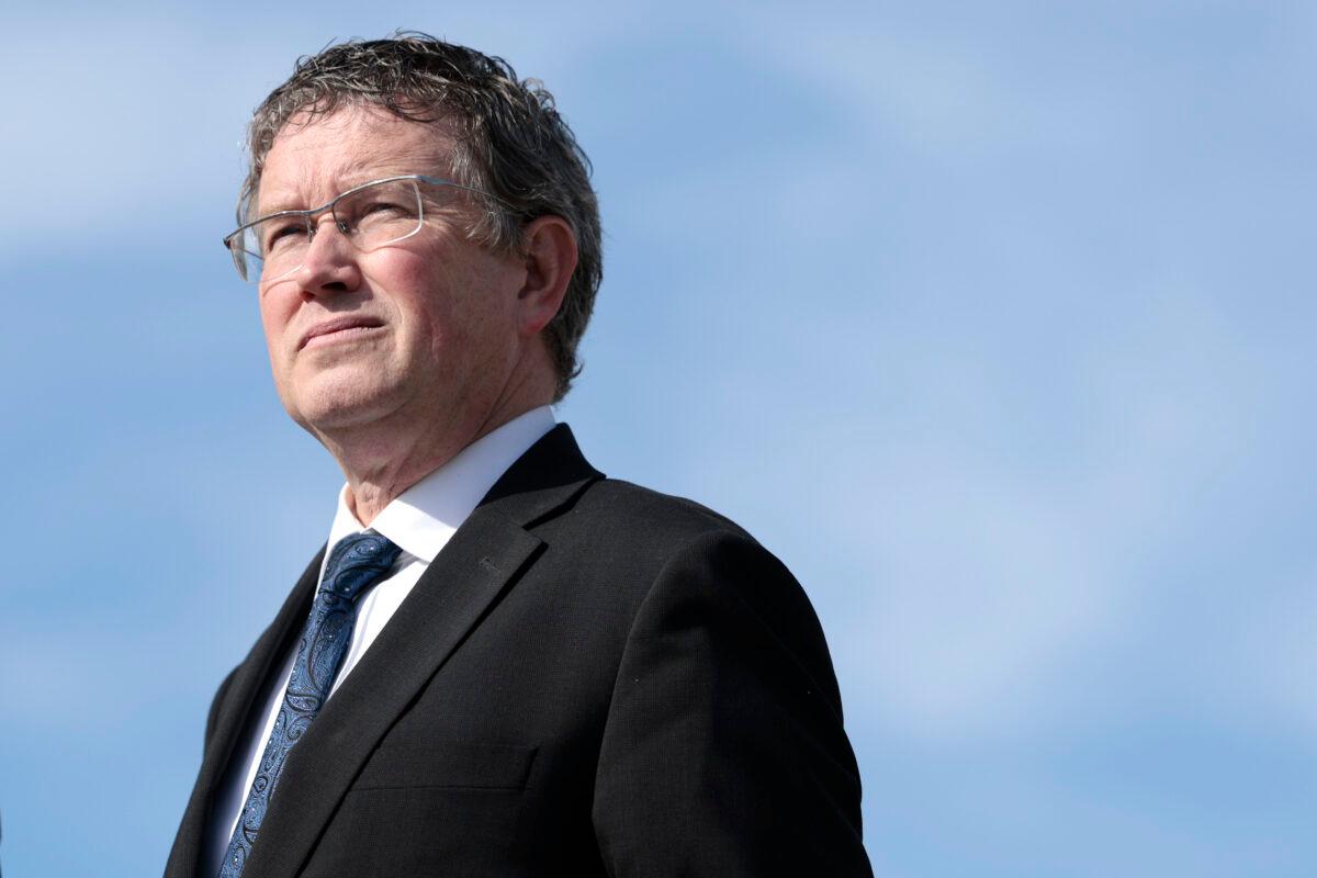 Rep. Thomas Massie (R-Ky.) in Washington on March 8, 2022. (Anna Moneymaker/Getty Images)