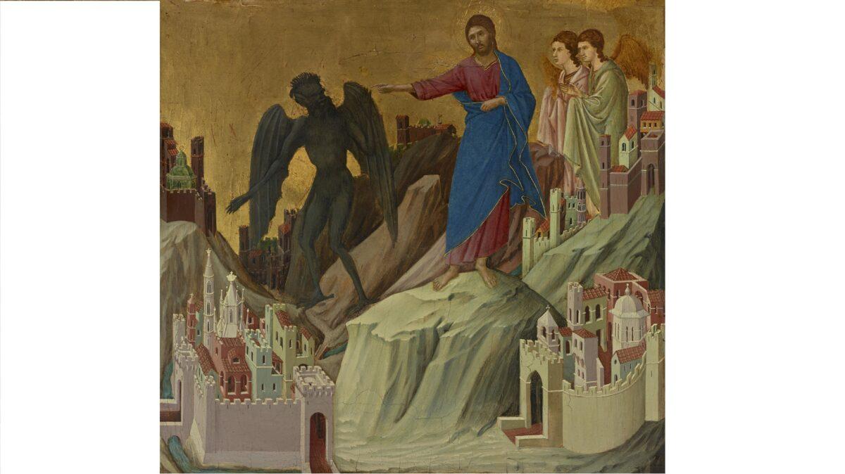 "The Temptation of Christ on the Mountain," between 1308 and 1311, by Duccio di Buoninsegna. (Public domain)