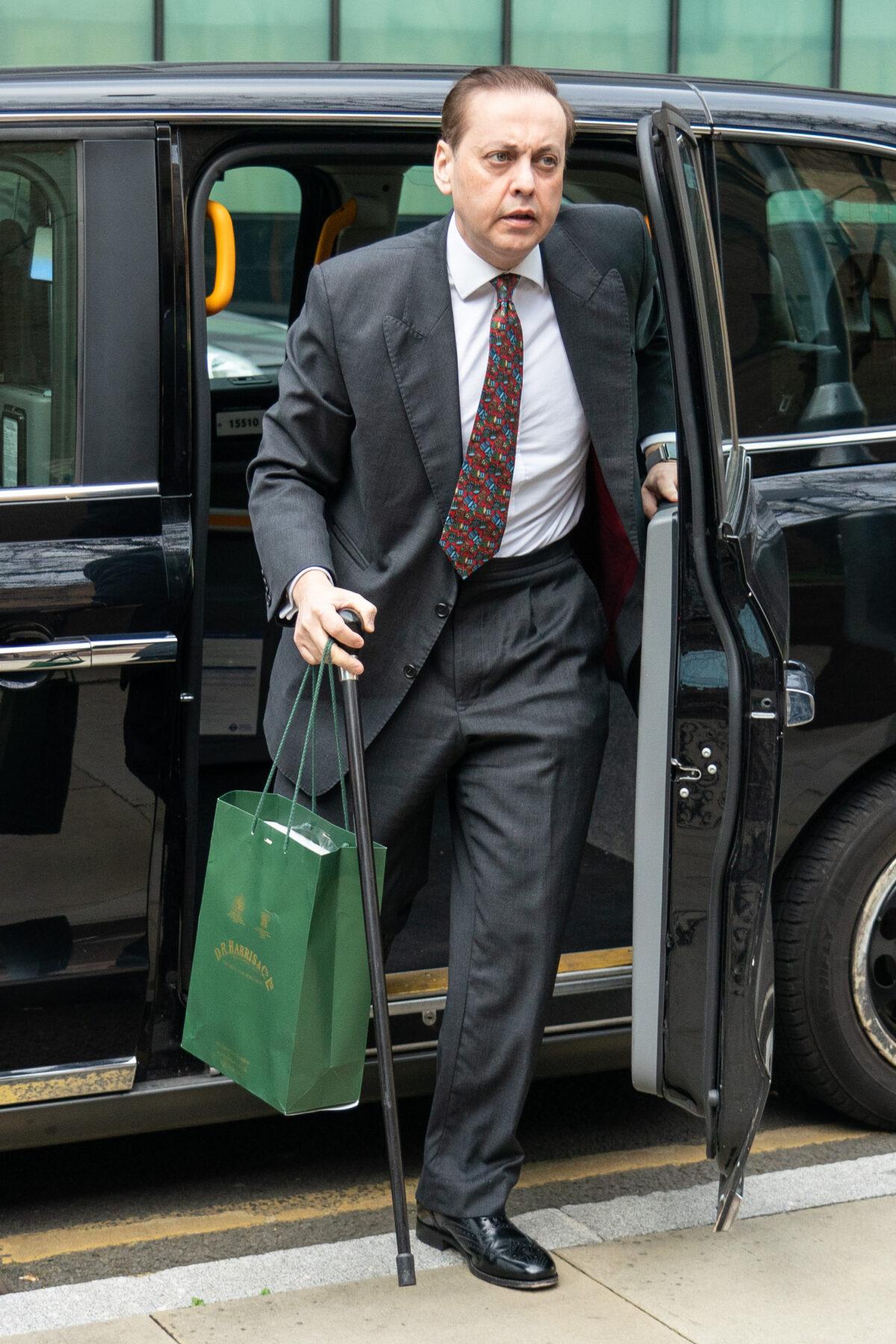 Imran Ahmad Khan arrives at Southwark Crown Court in London on April 11, 2022. (Dominic Lipinski/PA Media)