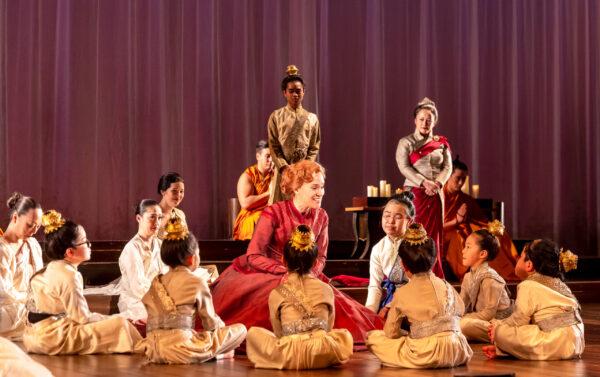 Betsy Morgan as Anna (C) and the children's ensemble in "The King and I." (Brett Beiner)