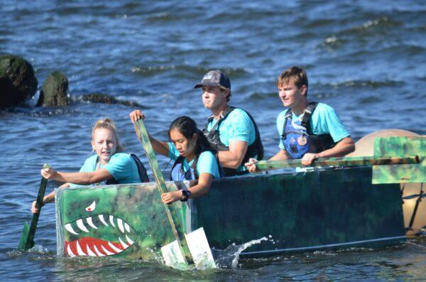 Webb Institute freshmen take part in the school’s annual boat race.