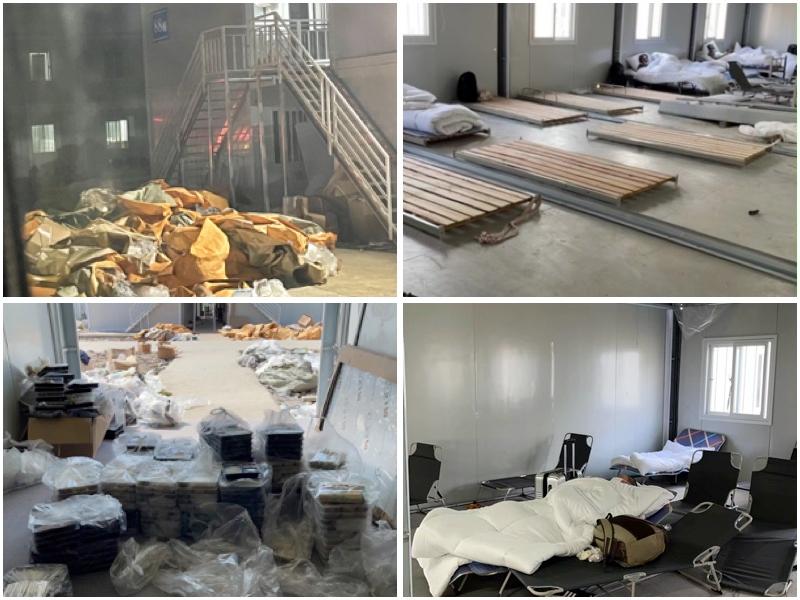 Photos of a quarantine center in the Pudong District in Shanghai, in early April 2022. (Screenshot via Weibo)