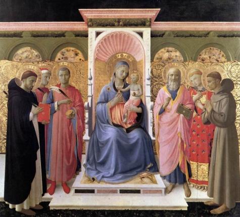  Annalena Altarpiece, circa 1438–40, by Fra Angelico. Tempera and gold on wood; 70.8 inches by 79.5 inches. Museum of San Marco, Florence, Italy. (Public Domain)