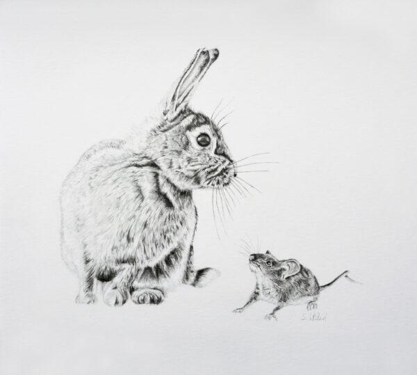 "Greenwich Rabbit and Mouse," 2021, by Susannah Weiland. Pencil on paper. Framed: 11 inches by 9.8 inches. (Susannah Weiland)