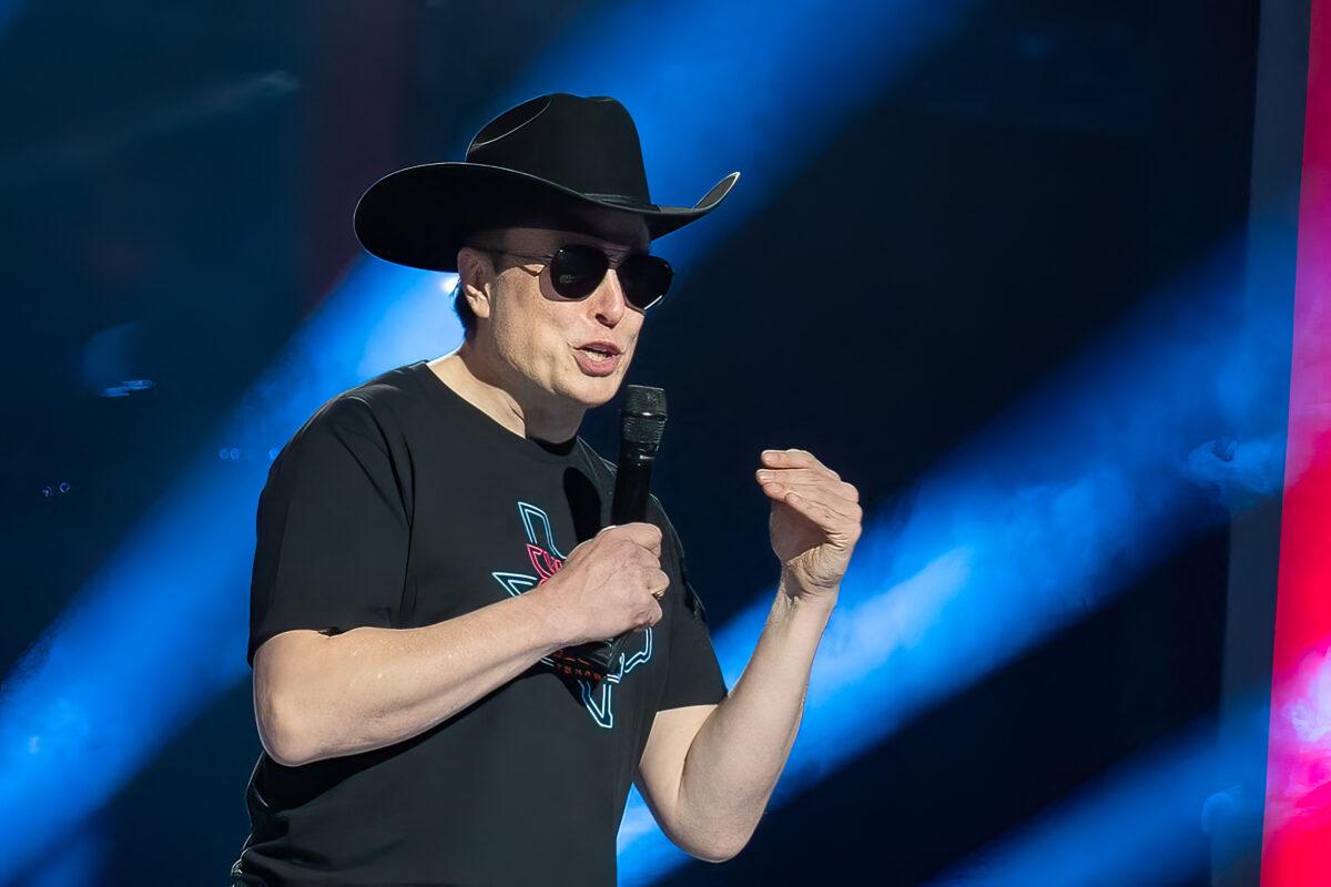 CEO of Tesla Motors Elon Musk speaks at the Tesla Giga Texas manufacturing "Cyber Rodeo" grand opening party in Austin, Texas, on April 7, 2022. (Suzanne Cordeiro/AFP via Getty Images)