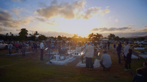 Easter Sunday dawn service at Hope Vale cemetery in Hope Vale, Australia. (Courtesy of Caden Pearson)