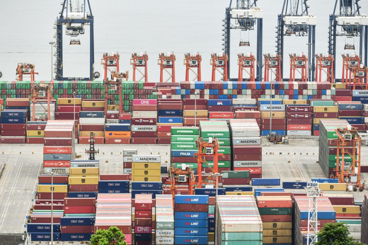 Cargo containers stacked at Yantian port in Shenzhen in China's southern Guangdong province on June 22, 2021. (STR/AFP via Getty Images)