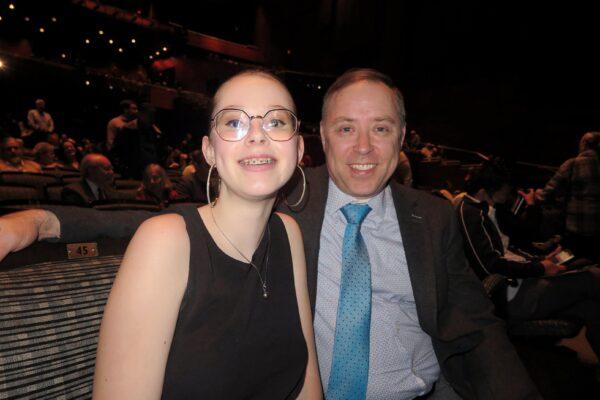 Robert Manahan and his daughter at the Shen Yun Performing Arts performance at the Southern Alberta Jubilee Auditorium in Calgary on April 15, 2022. (Sunny Chen/The Epoch Times)