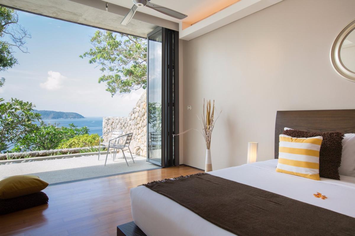 Each of the luxurious bedrooms has its own terrace with access to the grounds and the beaches below the property. (Courtesy of villa owners and Rosemont's)