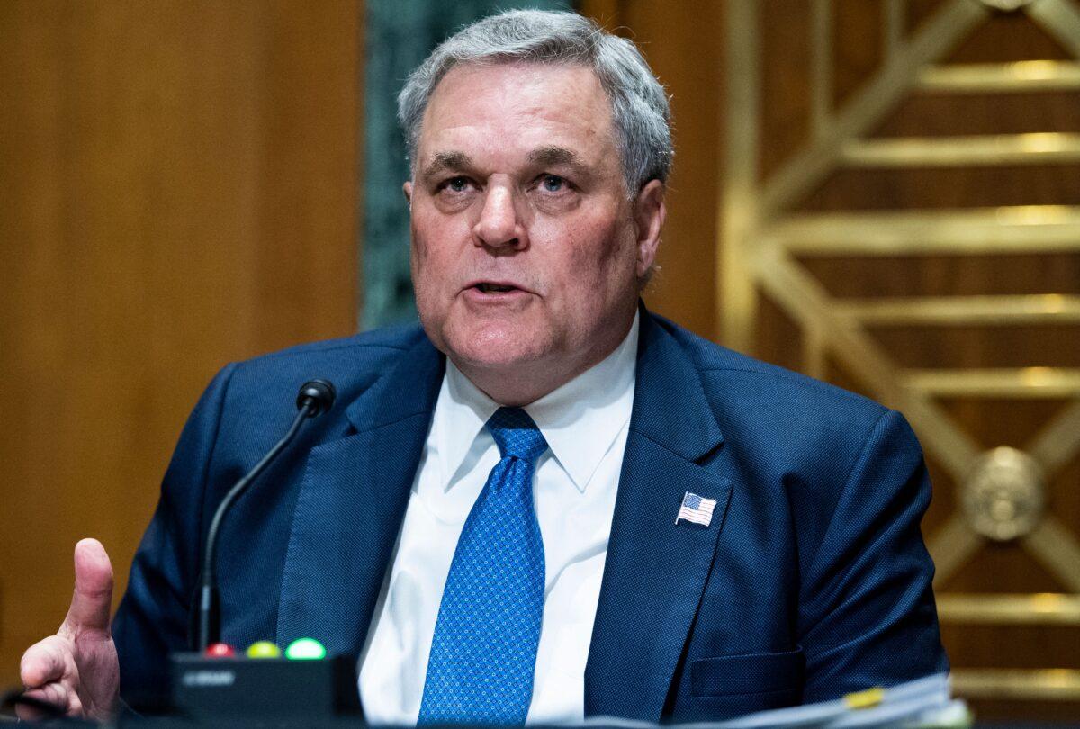 Charles P. Rettig, commissioner of the Internal Revenue Service, testifies during a Senate Finance Committee hearing on the IRS budget request on Capitol Hill in Washington, on June 8, 2021. (Tom Williams/POOL/AFP via Getty Images)
