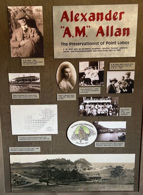 Display about Alexander Allan, “The Preservationist of Point Lobos.” (courtesy of Karen Gough)